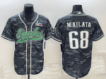 Philadelphia Eagles #68 Jordan Mailata Gray Camo With Super Bowl LVII Patch Cool Base Stitched Jersey