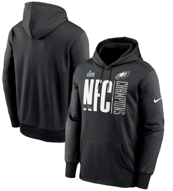Philadelphia Eagles Black 2022 NFC Champions Iconic Therma Performance Pullover Hoodie