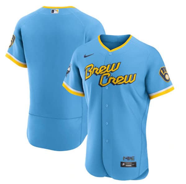 Milwaukee Brewers Blank Powder Blue 2022 City Connect Flex Base Stitched Jersey