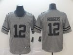 Green Bay Packers #12 Aaron Rodgers Grey Stitched Jersey