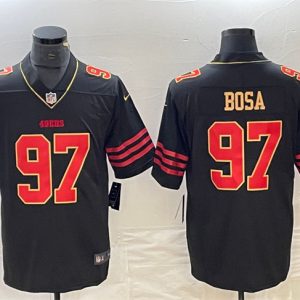 San Francisco 49ers #97 Nick Bosa Black Gold Stitched Jersey