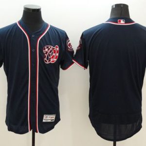 Nationals Blank Navy Blue Flexbase Authentic Collection Stitched Jersey