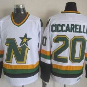 Stars #20 Dino Ciccarelli White CCM Throwback Stitched Jersey