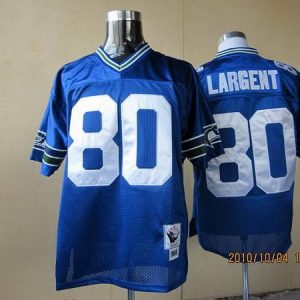 Mitchell Ness Seahawks #80 Steve Largent Blue Throwback Stitched Jersey