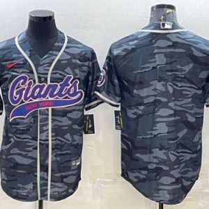New York Giants Blank Gray Camo With Patch Cool Base Stitched Jersey