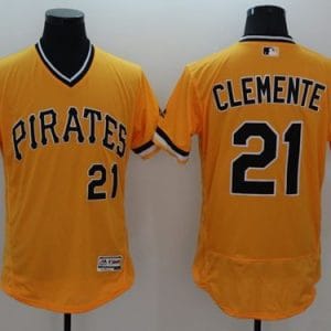 Pirates #21 Roberto Clemente Gold Flexbase Authentic Collection Cooperstown Stitched Jersey