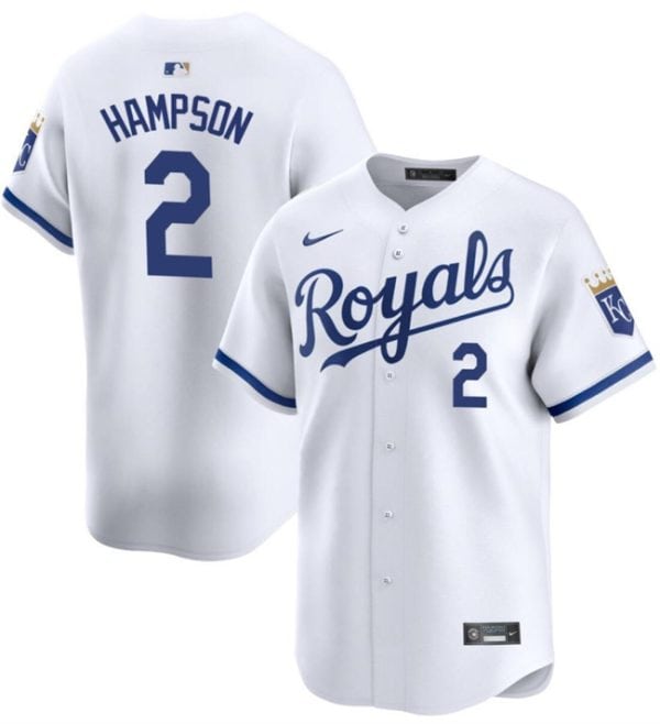 Kansas City Royals #2 Garrett Hampson White 2024 Home Limited Cool Base Stitched Jersey