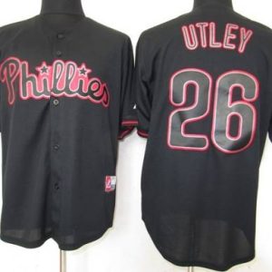 Phillies #26 Chase Utley Black Fashion Stitched Jersey