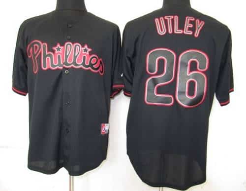 Phillies #26 Chase Utley Black Fashion Stitched Jersey