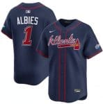 Atlanta Braves #1 Ozzie Albies Navy 2025 Speedway Classic Alternate Limited Stitched Jersey
