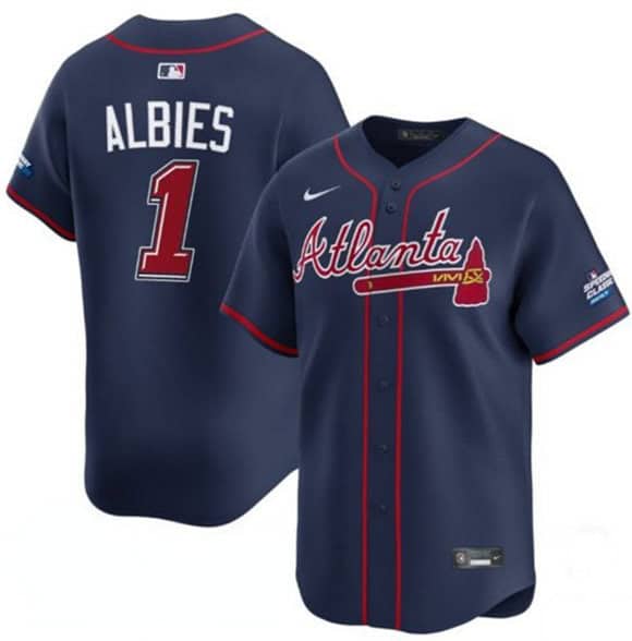 Atlanta Braves #1 Ozzie Albies Navy 2025 Speedway Classic Alternate Limited Stitched Jersey