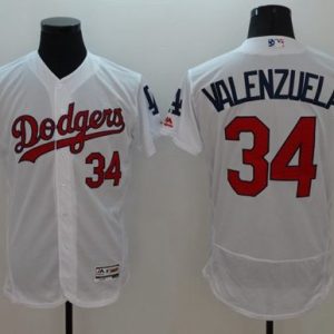 Dodgers #34 Fernando Valenzuela White Fashion Stars Stripes Flexbase Authentic Stitched Jersey