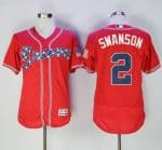 Braves #2 Dansby Swanson Red Flexbase Authentic Collection Stitched Jersey