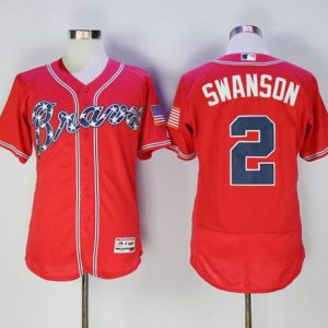 Braves #2 Dansby Swanson Red Flexbase Authentic Collection Stitched Jersey