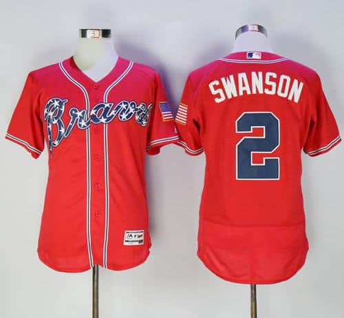 Braves #2 Dansby Swanson Red Flexbase Authentic Collection Stitched Jersey