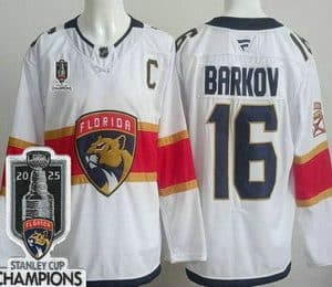 Florida Panthers #16 Aleksander Barkov White 2025 Stanley Cup Champions Authentic Jersey