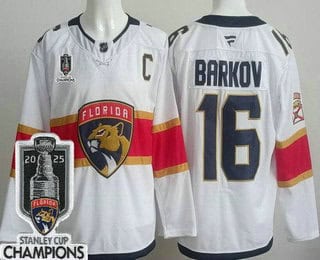Florida Panthers #16 Aleksander Barkov White 2025 Stanley Cup Champions Authentic Jersey