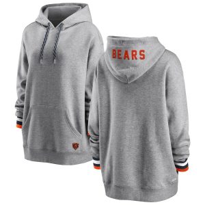Chicago Bears WEAR By Erin Andrews Heathered Gray Pullover Fleece Hoodie(Run Small)