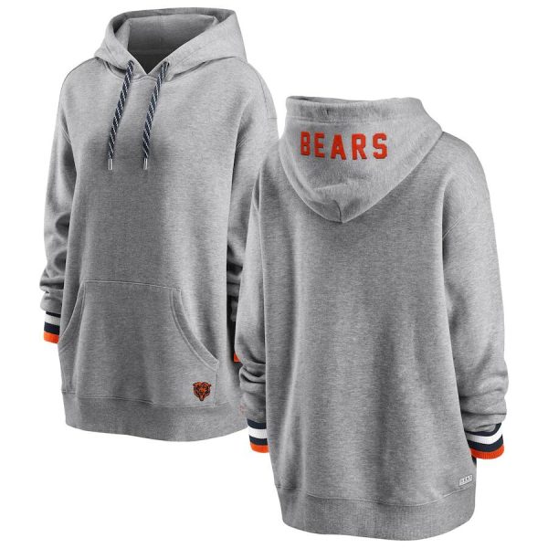 Chicago Bears WEAR By Erin Andrews Heathered Gray Pullover Fleece Hoodie(Run Small)
