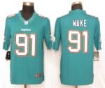 Dolphins #91 Cameron Wake Aqua Green Team Color Stitched Limited Nike Jersey