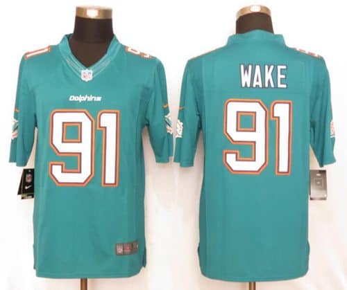 Dolphins #91 Cameron Wake Aqua Green Team Color Stitched Limited Nike Jersey