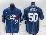 Los Angeles Dodgers #50 Mookie Betts Navy Mexico World Series Cool Base Stitched Baseball Jersey
