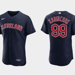 Cleveland Guardians #99 James Karinchak Navy Flex Base Stitched Jersey