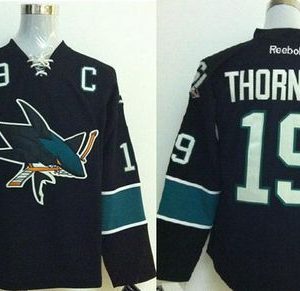 Sharks #19 Joe Thornton Stitched Black Jersey