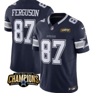Dallas Cowboys #87 Jake Ferguson Navy 2023 F.U.S.E. NFC East Champions Patch Stitched Jersey