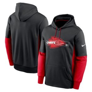 Kansas City Chiefs Black Color Block Fleece Performance Pullover Hoodie
