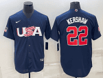 USA #22 Clayton Kershaw 2023 Navy World Classic Stitched Jersey