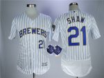 Milwaukee Brewers #21 Travis Shaw White Flexbase Stitched Jersey
