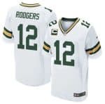Green Bay Packers #12 Aaron Rodgers White With C Patch Stitched Jersey