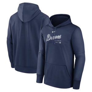 Atlanta Braves Navy Collection Practice Performance Pullover Hoodie