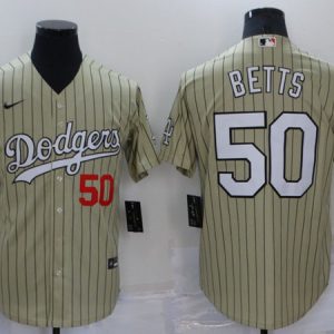 Los Angeles Dodgers #50 Mookie Betts Cream Cool Base Stitched Jersey