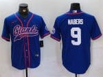 New York Giants #9 Malik Nabers Royal With Patch Cool Base Stitched Jersey