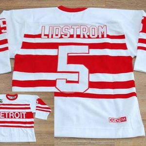 Red Wings #5 Nicklas Lidstrom White CCM Throwback 75TH Stitched Jersey