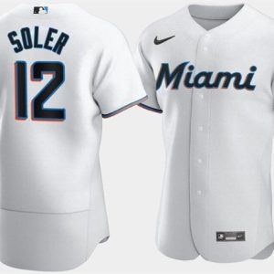 Miami Marlins #12 Jorge Soler White Flex Base Stitched Jersey