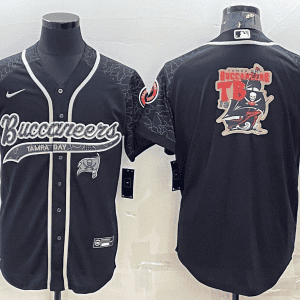 Tampa Bay Buccaneers Black Reflective Team Big Logo With Patch Cool Base Stitched Baseball Jersey