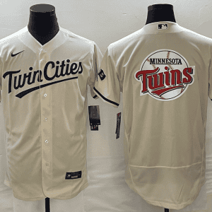 Minnesota Twins Cream Team Big Logo Flex Base Stitched Jersey
