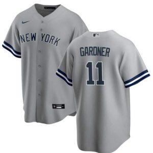 New York Yankees #11 Brett Gardner Grey Stitched Jersey.