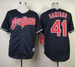 Indians #41 Carlos Santana Navy Blue Cool Base Stitched Jersey