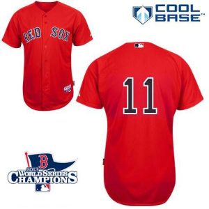Red Sox #11 Clay Buchholz Red Cool Base 2013 World Series Champions Patch Stitched Jersey