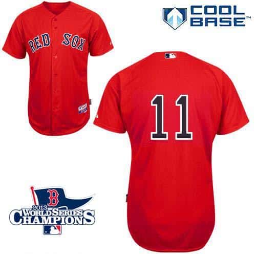Red Sox #11 Clay Buchholz Red Cool Base 2013 World Series Champions Patch Stitched Jersey
