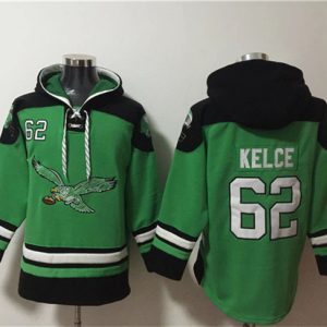 Philadelphia Eagles #62 Jason Kelce Green Ageless Must-Have Lace-Up Pullover Hoodie