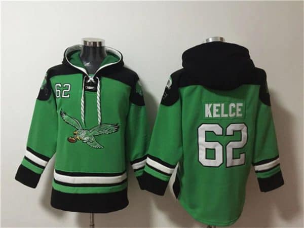 Philadelphia Eagles #62 Jason Kelce Green Ageless Must-Have Lace-Up Pullover Hoodie