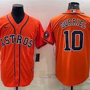 Houston Astros #10 Yuli Gurriel Orange With Patch Cool Base Stitched Jersey