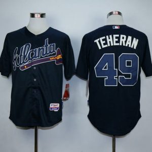 Braves #49 Julio Teheran Navy Blue Cool Base Stitched Jersey