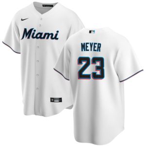Miami Marlins #23 Max Meyer White Cool Base Stitched Jersey