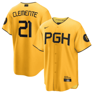 Pittsburgh Pirates #21 Roberto Clemente Gold 2023 City Connect Stitched Jersey
